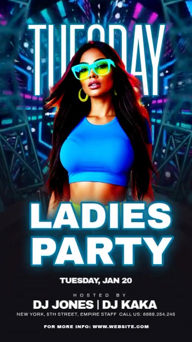 Black Maximalist Ladies Night Party Instagram Story Template | PosterMyWall