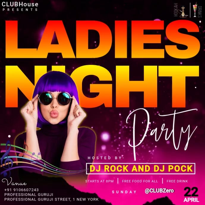 Black Maximalist Ladies Night Party Instagram Post Template | PosterMyWall