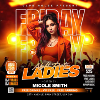 Черный Ladies Night Party Instagram 帖子 Template