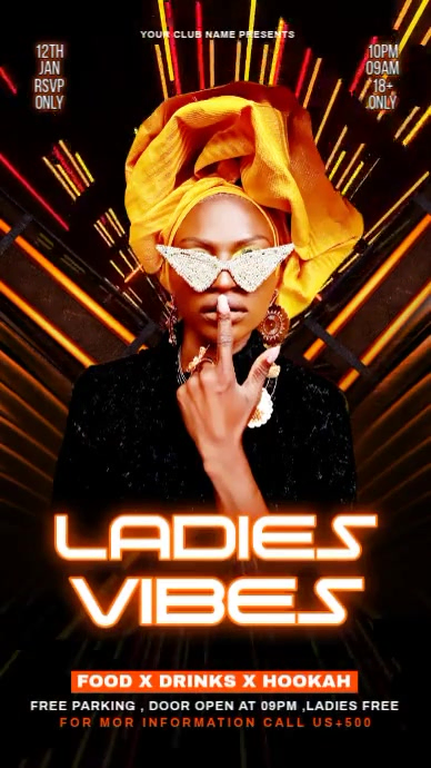 Black Maximalist Ladies Night Party Instagram Story Template | PosterMyWall
