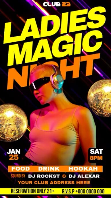 Black Maximalist Ladies Night Party Instagram Story Template | PosterMyWall