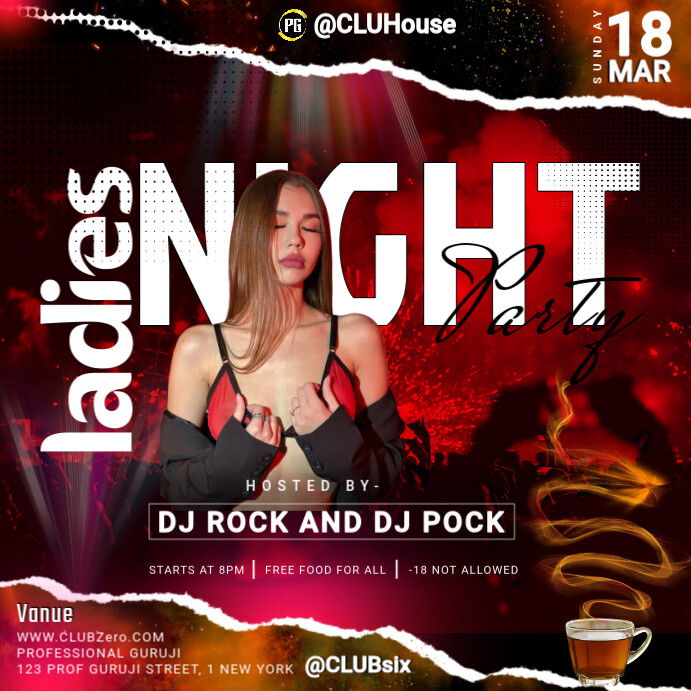 Black Maximalist Ladies Night Party Instagram Post Template | PosterMyWall