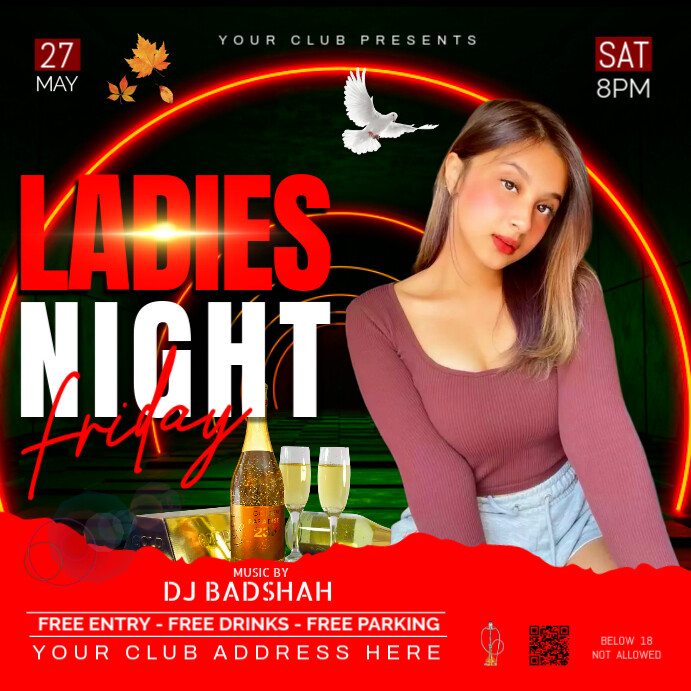 Black Maximalist Ladies Night Party Instagram Post Template | PosterMyWall