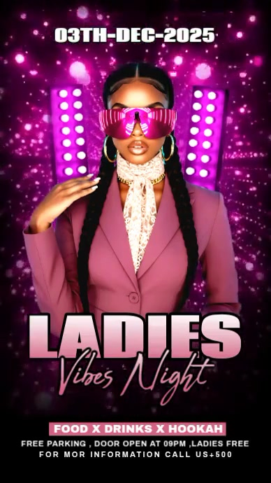 Black Maximalist Ladies Night Party Instagram Story Template | PosterMyWall