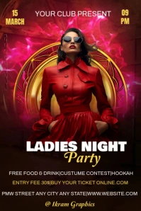Black Maximalist Ladies Night Party  Pinterest Graphic template