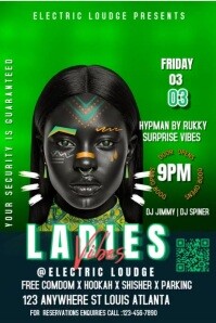 Black Maximalist Ladies Night Party  Poster template