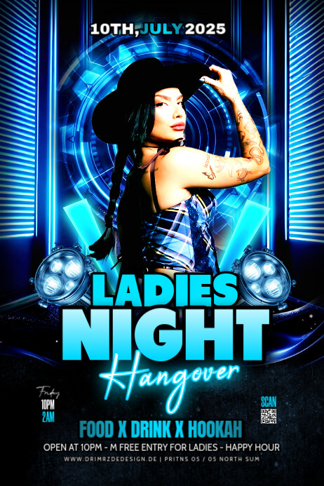 Black Maximalist Ladies Night Party Poster Plakkaat template