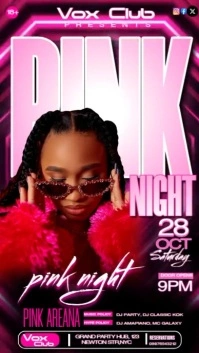Black Maximalist Ladies Night Pink Party Video  Digital Display (9:16) template