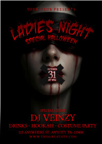 Black Halloween Ladies Night A4 Template