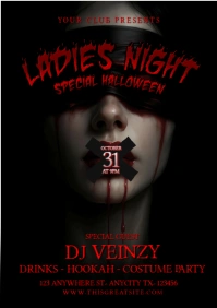 Black Maximalist Ladies Night Spesial Halloween  A4 template