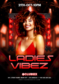 Black Maximalist Ladies Party Flyer A4 template
