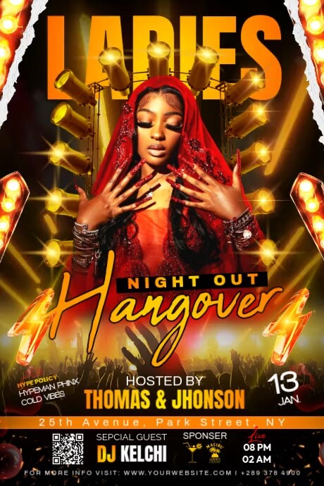 Black Maximalist Ladies Party Flyer  Poster template