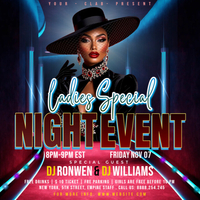 Black Maximalist Ladies Special Night Event Instagram Post Template ...