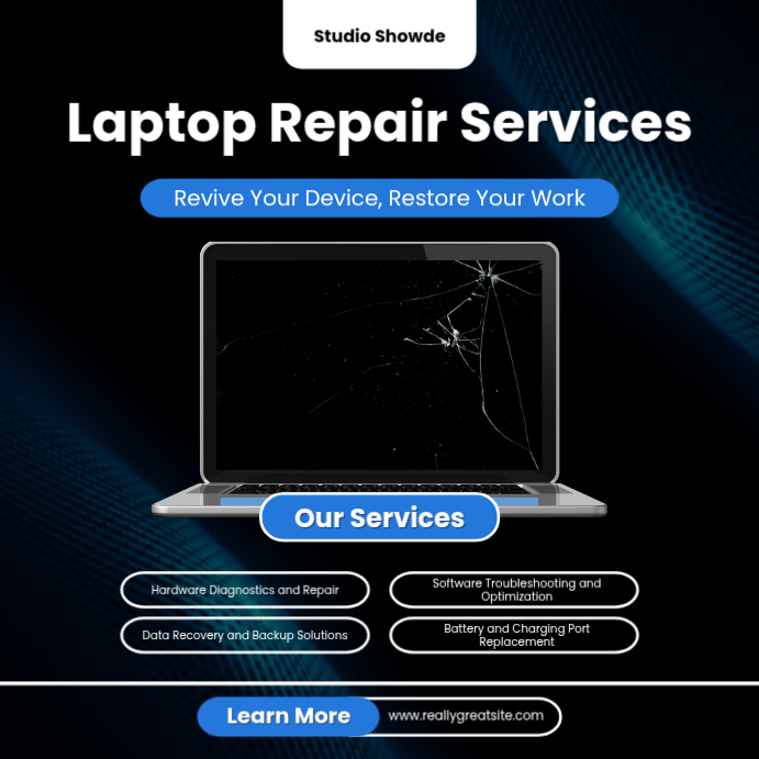 Plantilla de Black Maximalist Laptop Repair Instagram Post | PosterMyWall