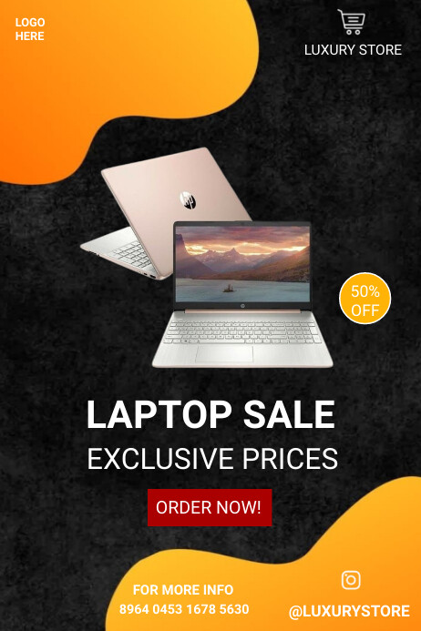 Black Maximalist Laptop Sale Poster template