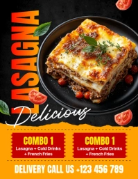 Black Maximalist Lasagna Flyer (us Letter) Pamflet (Letter AS) template