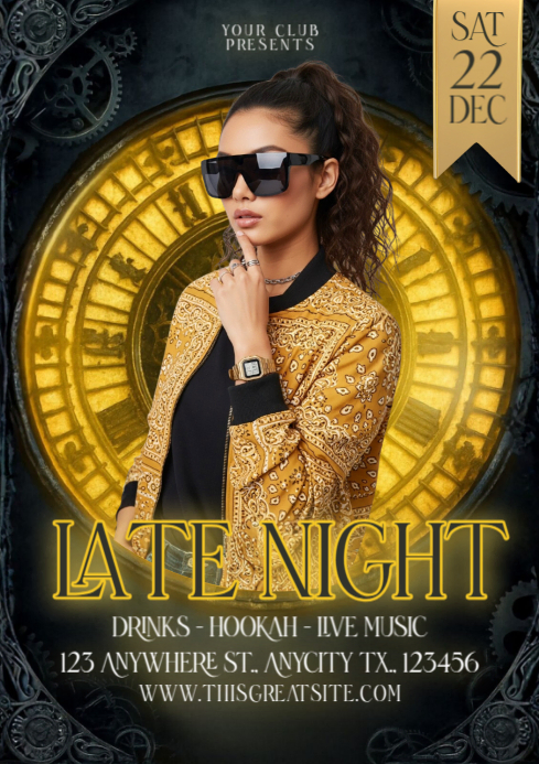 Black Maximalist Late Night Party A4 Template | PosterMyWall
