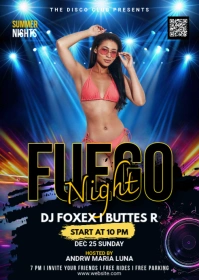 Black Maximalist Latin Night Party A6 template