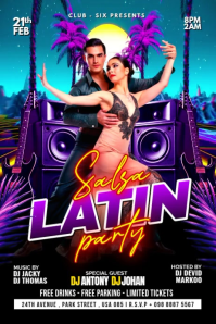 Black Maximalist Latin Party Flyer Poster template