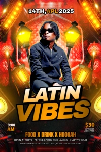 Black Maximalist Latin Vibes Party Banner 4' × 6' template
