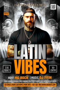 Black Maximalist Latin Vibes Party Banner 4' × 6' template