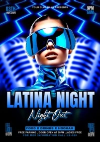 Black Maximalist Latina Night Party A4 template