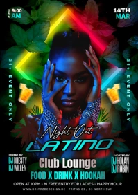 Black Maximalist Latino Party Flyer A4 template