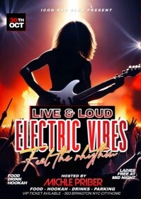 Black Maximalist Live & Loud Electric Vibes Band Music Party  A6 template