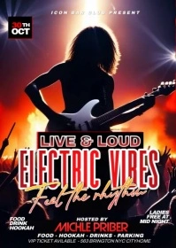 Black Maximalist Live & Loud Electric Vibes Band Music Party  A6 template