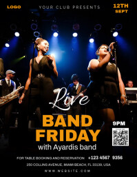 Black Maximalist Live Band Friday  Flyer (us Letter) template