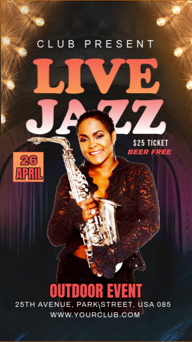 Black Maximalist Live Jazz Outdoor Event Instagram Story template