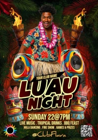 Black Maximalist Luau Party A5 template