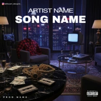 Black Maximalist Luxury Room Old Rap Album Cover template