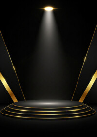 Black Maximalist Luxury Spotlight Podium Background  A6 template