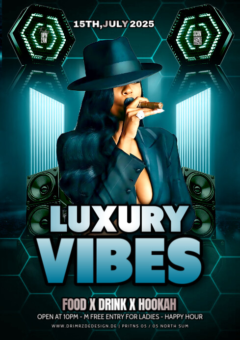 Black Maximalist Luxury Vibes Party A4 template