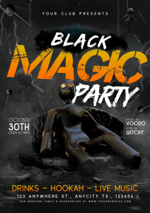 Black Maximalist Magic Party A4 Template | PosterMyWall