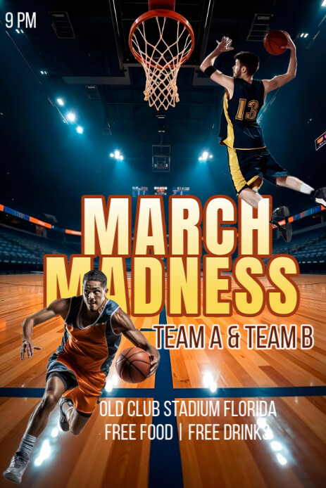 Black Maximalist March Madness Flyer Instagram Post  Pinterest Graphic template