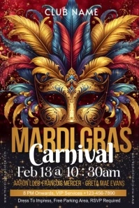 Black Maximalist Mardi Gras Carnival Banner 4' × 6' template