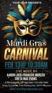 Black Maximalist Mardi Gras Digital Display (9:16) template