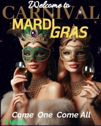 Black Maximalist Mardi Gras Instagram Portrait template