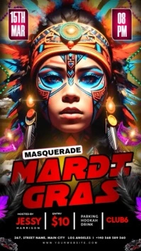 Black Maximalist Mardi Grass Party Instagram Story template