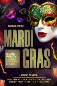 Black Maximalist Mardigras Masquerade Poster template