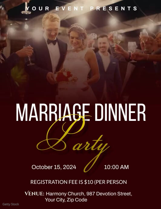 Black Maximalist Marriage Dinner Party Flyer template