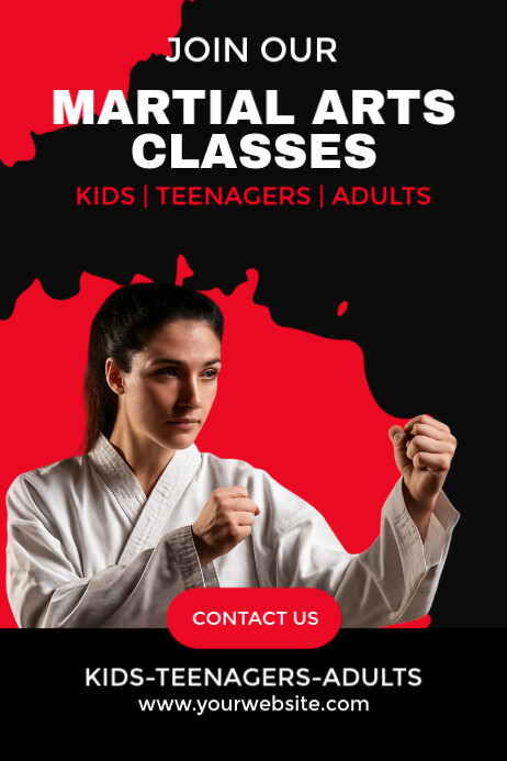 Black Maximalist Martial Arts Classes Poster Plakkaat template
