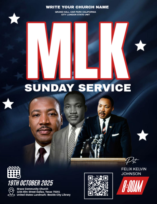 Black Maximalist Martin Luther King Jr Sunday Service Design Flyer (us ...