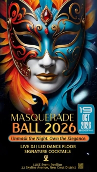 Black Maximalist Masquerade Ball Instagram Story template