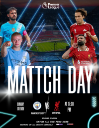 Black Maximalist Match Day Manchester City Vs Liverpool  Flyer (us Letter) template
