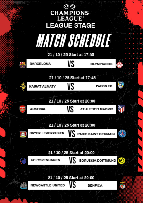 Black Maximalist Match Schedule  A4 template