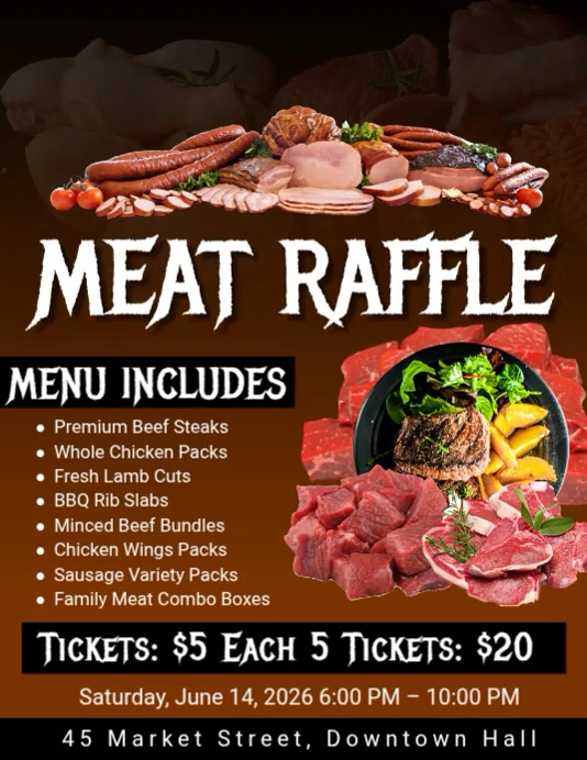 Black Maximalist Meat Raffle Event Flyer Video Template | PosterMyWall