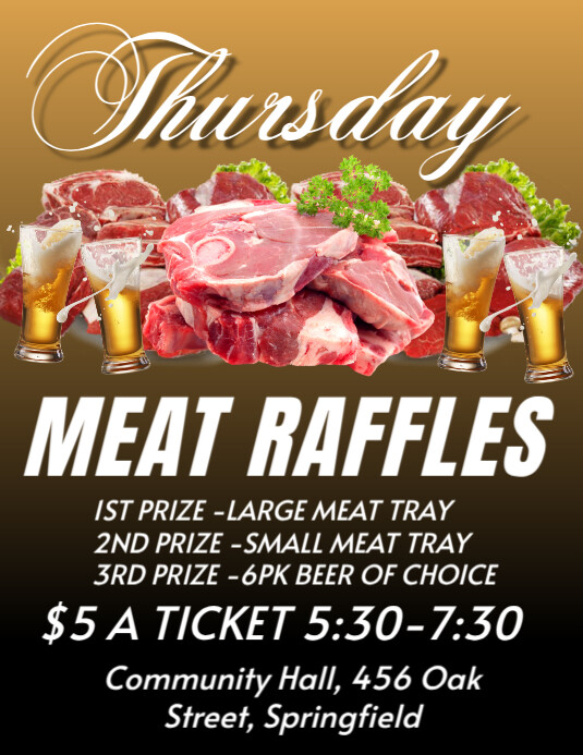 Meat Coller Raffle Black Maximalist Meat Raffle Flyer (us Letter) Template | PosterMyWall